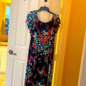 Bellamie plus size navy off shoulders floral dress 2x